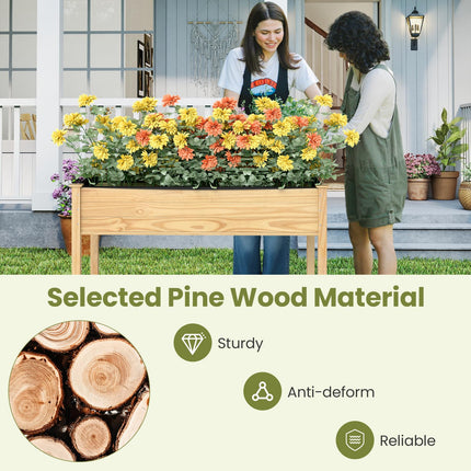 Dreamade 47"x23"x30" Elevated Wood Planter Box with Liner