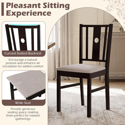 Dreamade Wood Dining Chairs w/Fabric Padded Seat & Slatted Curved Back (2/4)