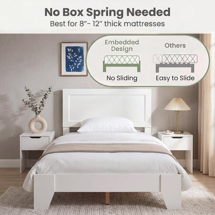 Dreamade Twin/Full/Queen Size Wooden Bed Frame with Wood Slat Support
