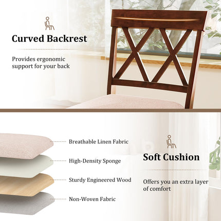 Dreamade Counter Height Bar Stool with Crossed Backs and Rubber Wood Legs