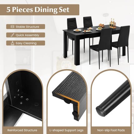 Dreamade Dining Table Set for 4 or 8, Modern Rectangular Kitchen Table Set w/ PVC Leather Dining Chairs