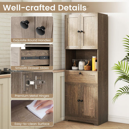 Dreamade 67.5" Tall Floor Storage Cabinet w/4 Doors & 1 Drawer