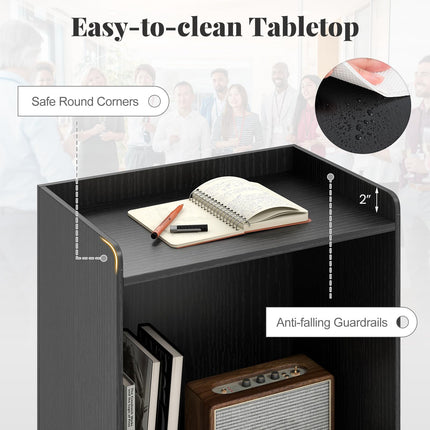 Dreamade Portable Podium Stand, Lectern Podium with 2 Storage Shelves, 4 Universal Wheels, Mobile Speaking Podium Hostess Stand Pulpits