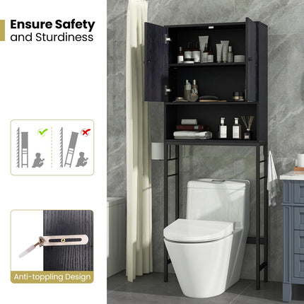 Dreamade Over The Toilet Storage Cabinet - Toilet Shelf Rack with Anti-Tip Device