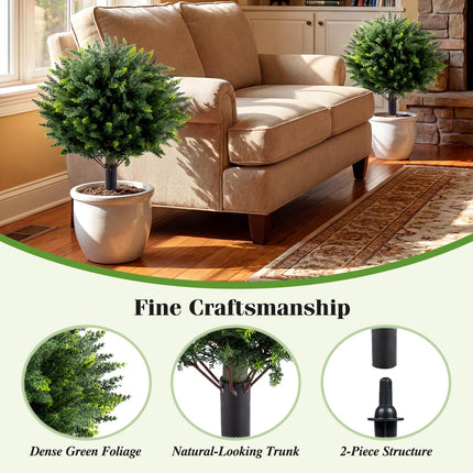 Dreamade 27.5" Artificial Cypress Topiary Trees Set of 2 for Front Porch Patio Home Decoration