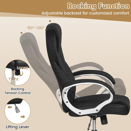 Dreamade Leather Office Chair | Ergonomic Mesh Executive Chair with Padded Armrests & Rocking Backrest