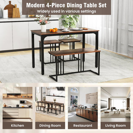 Dreamade Dining Table Set for 4 Industrial Kitchen Table 2 Chairs Stool & Bench