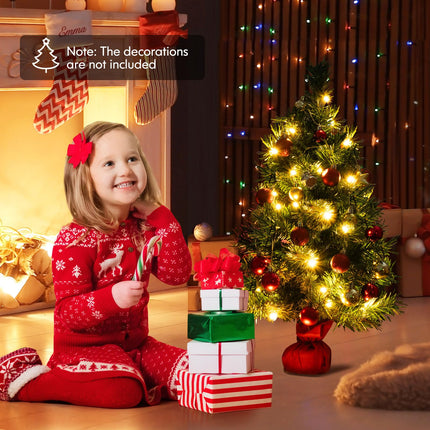Dreamade Tabletop Battery Operated Small Fir Xmas Tree with Warm White LED Lights