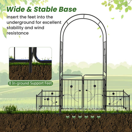 Dreamade Garden Arch with Planter - 87 inch Metal Garden Arbor with Gate