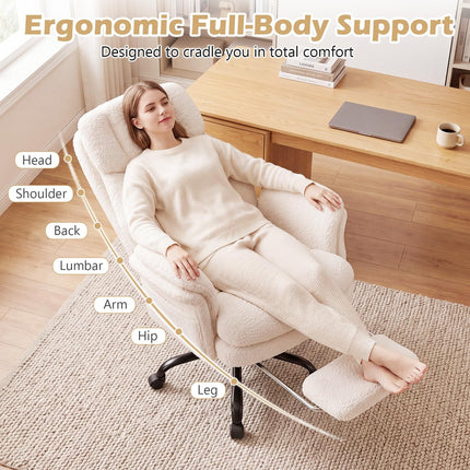 Dreamade Criss Cross Legged Reclining Desk Chair with 5-Level Adjustable Armrests