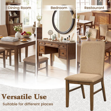 Dreamade Upholstered Dining Chairs | High Back Padded Fabric Kitchen Chairs with Solid Rubber Wood Legs