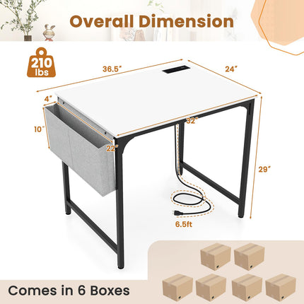 Dreamade Conference Table with Charging Station, 2/4/6 PCS 32" x 24" Rectangular Meeting Room Desk with Storage Bag & Hook