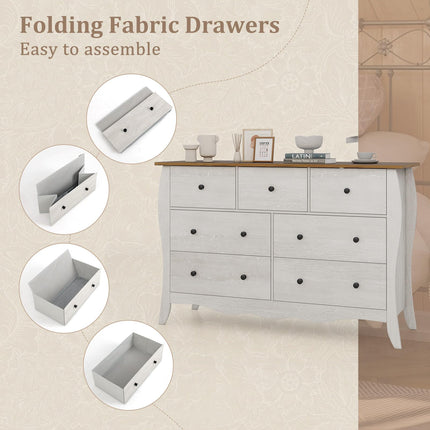 Dreamade Storage Cabinet with Foldable & Detachable Fabric Drawers, Anti-Tipping Kit, 47” x 15” x 30.5” Farmhouse Floor Cabinet