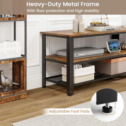 Dreamade TV Stand for Bedroom and Living Room - 3-Tier Industrial Entertainment Center with Open Storage Shelves