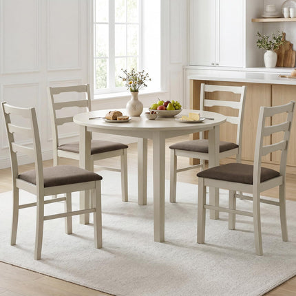 Dreamade Wood Farmhouse Upholstered Kitchen Chairs with Ladder Back Design (2/4)