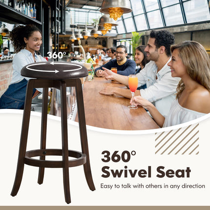 Dreamade Bar Stools Set， 29"/ 24" Bar Height Bar Stools w/ 360° Swivel Round Seat & Footrest