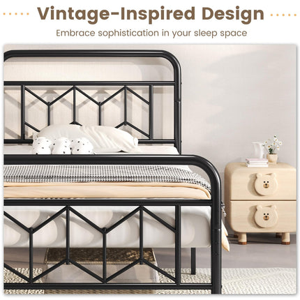 Dreamade Metal Twin Bed Frames with Victorian Style Headboard & Footboard, Heavy Duty Slats Support Mattress Foundation