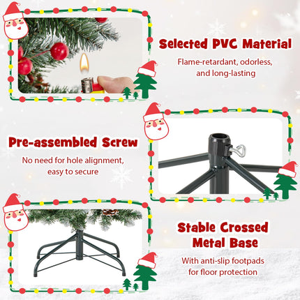 DREAMADE 7 FT Pre-Lit Artificial Christmas Tree, Slim Pencil Tree w/ 818 Branch Tips