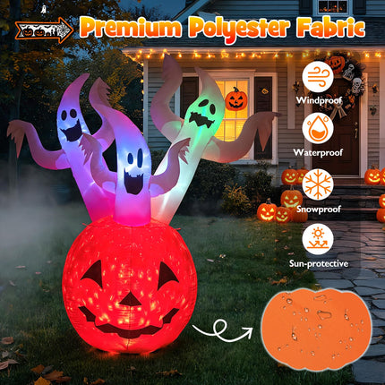 DREAMADE 6FT Halloween Inflatables Lighted Ghost Pumpkin Yard Decoration