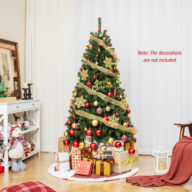 Dreamade 6ft Pre-Lit Christmas Tree, Artificial Hinged Xmas Tree with 200 Warm White LED Lights