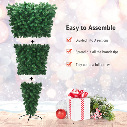 Dreamade 7FT Upside Down Tree, Artificial Christmas Tree with Metal Stand - DreamadeUS