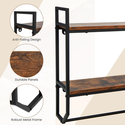 Dreamade Wall Mounted Bathroom Shelves with Towel Bar