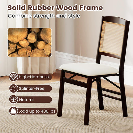 Dreamade Folding Dining Chairs Set of 2/4 Rubber Wood Chairs with Linen Padded Seat