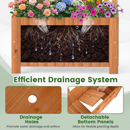 Dreamade Wooden Raised Garden Bed with Trellis 48 Inch Outdoor Screen