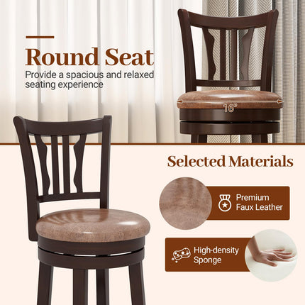 Dreamade 30" Upholstered Bar Height Swivel Bar Stools Set of 2/4 with Back and Solid Rubber Frame