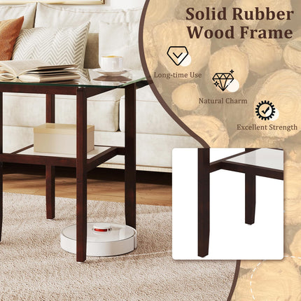 Dreamade Small Coffee Table 24" Glass End Table