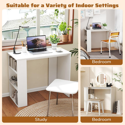 Dreamade 35.5 Inch Compact Home Office Desk with Storage Bookshelf