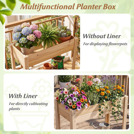 Dreamade Wood Raised Garden Bed w/Lower Shelf