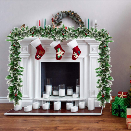 Dreamade 9FT Pre-lit Christmas Garland, Artificial Christmas Pine Rattan w/Timer - DreamadeUS