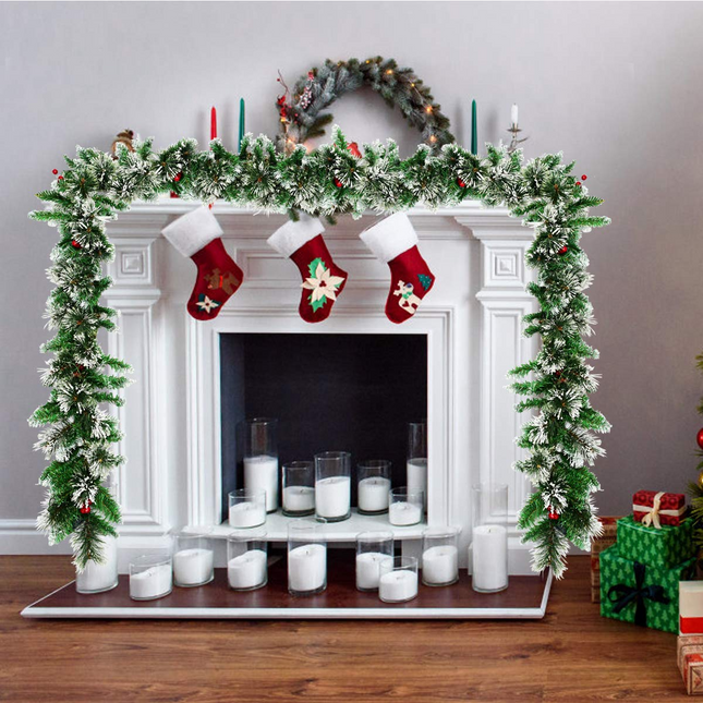 Dreamade 9FT Pre-lit Christmas Garland, Artificial Christmas Pine Rattan w/Timer - DreamadeUS