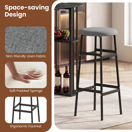 Dreamade 3 Pieces Bar Table Set for 2 with 2 Padded Stools