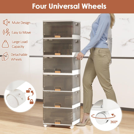 Dreamade 6 Tier Stackable Storage Bins with Lids 27 Gal Foldable Shoe Storage Box