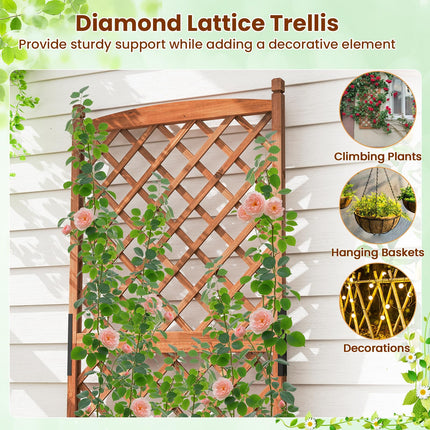 Dreamade 60” Wooden Planter Container with Drainage Holes Trellis