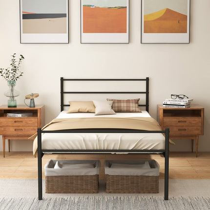 Dreamade Twin Size Metal Bed Frame with Headboard & Footboard, 13.5 Inch Platform Bed Frame