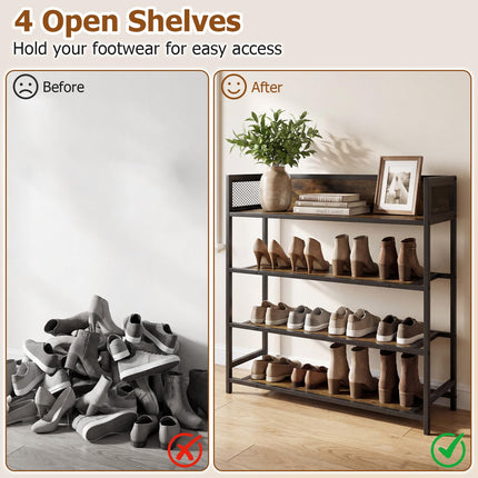 Dreamade 4-Tier Industrial Shoe Storage Organizer with Heavy Duty Metal Frame