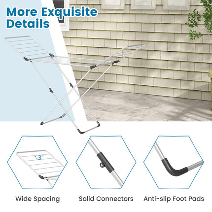 Dreamade Clothes Drying Rack, Foldable Laundry Drying Rack w/Aluminum Frame