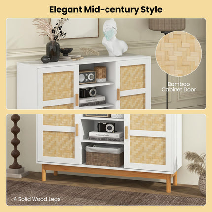 Dreamade Buffet Sideboard, Kitchen Storage Cabinet with 3 Open Shelves & 2 Side Cabinets