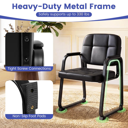 Dreamade Waiting Room Leather Office Reception Chairs with Padded Armrests