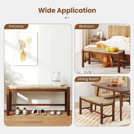Dreamade Dining Bench with Woven Seagrass Woven Seat