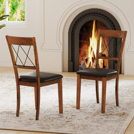 Dreamade Wooden Armless Kitchen Chairs Set of 2/4 w/Elegant Hollowed Backrest