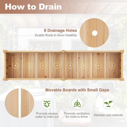 Dreamade Wood Raised Garden Bed with Corner Drainage