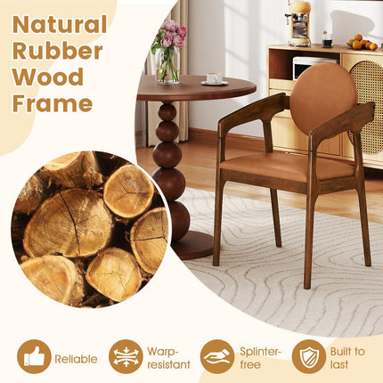 Dreamade Set of 2/4 Wooden Dining Chair PU Leather Upholstered Armchairs