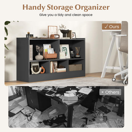 Dreamade 5-Cube Bookcase, Freestanding 3-Tier Bookshelf with Spacious Top & Raised Base