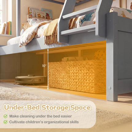 Dreamade Twin Over Full Bunk Bed Wood Bunk Bed