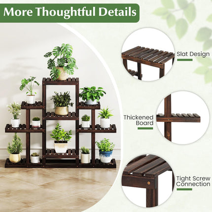 Dreamade Plant Stand Indoor & Outdoor 6 Tier Wood Flower Pot Stand for Multiple Plants