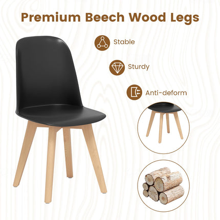 Dreamade Modern Dining Chairs Set of 2/4 Armless Kitchen Chair w/Solid Beech Wood Legs